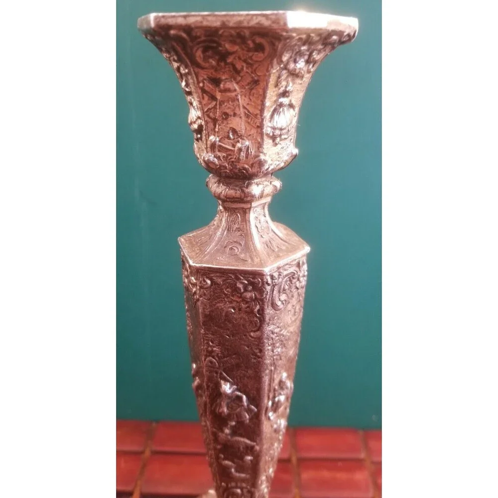 Vintage Weidlich Brothers Silverplate Dutch Windmills Candle Holder Candlestick